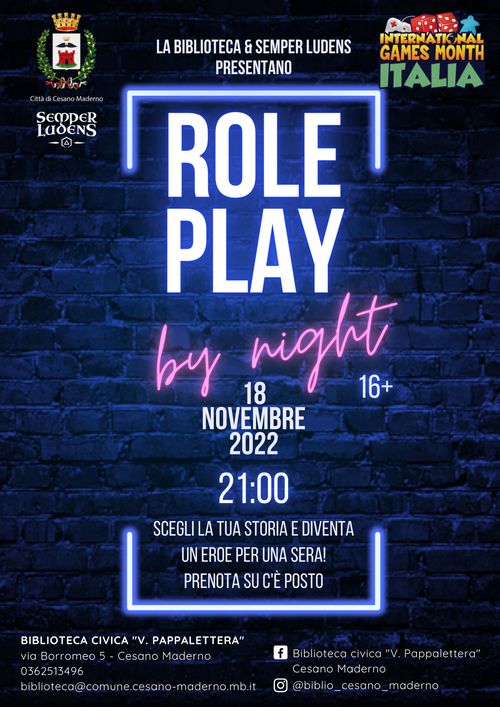 Role Play by night, venerdì 18 novembre 2022 alle ore 21